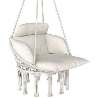 Outsunny Hanging Hammock Chair with Cushion, Macrame Swing Chair