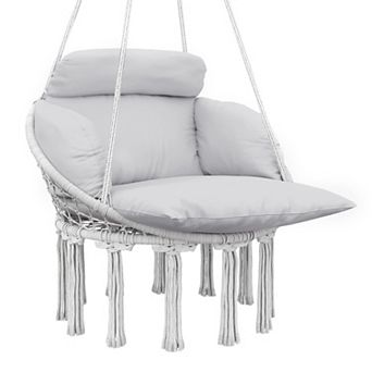 Outsunny Hanging Hammock Chair with Cushion, Macrame Swing Chair