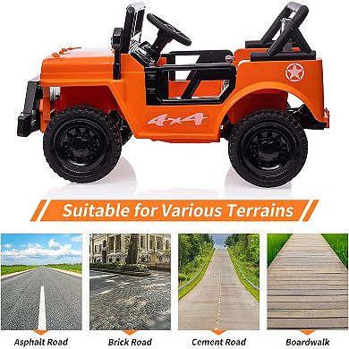 12V Kids Electric Truck, Dual Motor Ride-On Car with Remote Control, LED Lights & Safety Belt