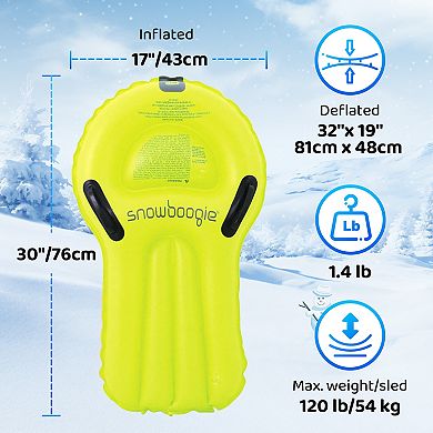 Wham-O Snowboogie Snow Sled Racing Set, 30" Inflatable Winter Sports Riding Race Kit For Kids Boys