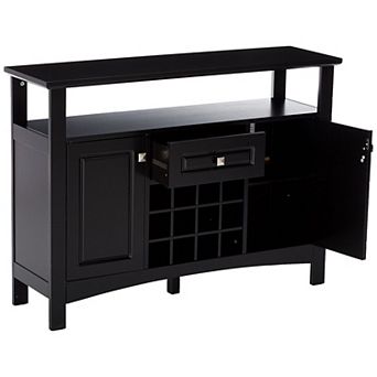 Kings Brand Furniture Syracuse Black Wood Buffet/Wine Cabinet