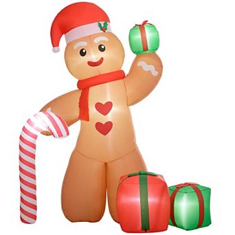 LOVMOR Outsunny 8ft Christmas Inflatable Gingerbread Man Giant LED Decor