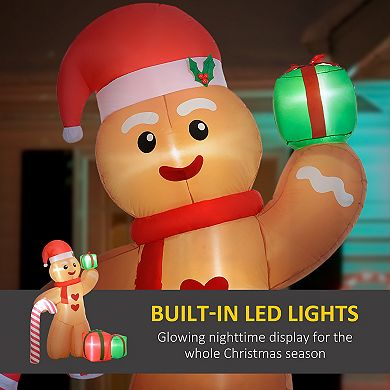 LOVMOR Outsunny 8ft Christmas Inflatable Gingerbread Man Giant LED Decor