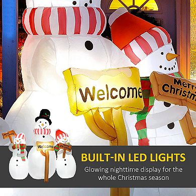 Outsunny 6.1ft Christmas Inflatables Three Snowmen with Sign Each