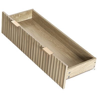 Whisen Fluted Kitchen Island with Extendable Dining Table