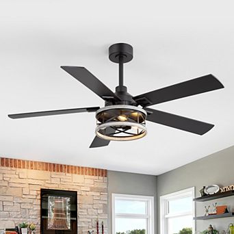 52-Inch Ceiling Fan with Light, 5 Reversible Blades, E12 Bulb Base, DC Motor, Includes two Downrods