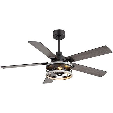 52-Inch Ceiling Fan with Light, 5 Reversible Blades, E12 Bulb Base, DC Motor, Includes two Downrods