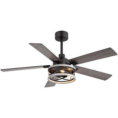52-Inch Ceiling Fan with Light, 5 Reversible Blades, E12 Bulb Base