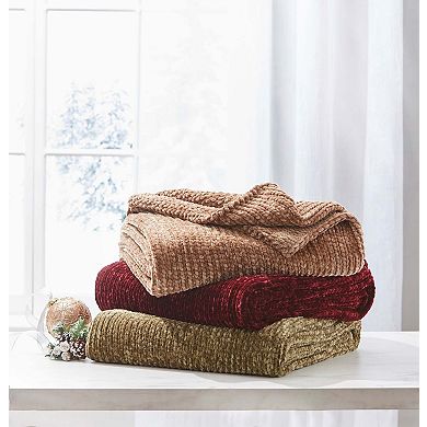 BrylaneHome Chenille Knitted Throw Blanket