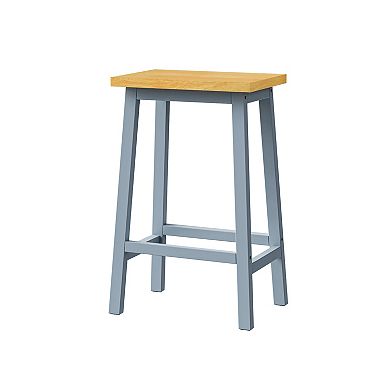 Whisen Solid Wood Bar Stools, 25.6" Set of 2, Farmhouse Counter Stools with Footrests