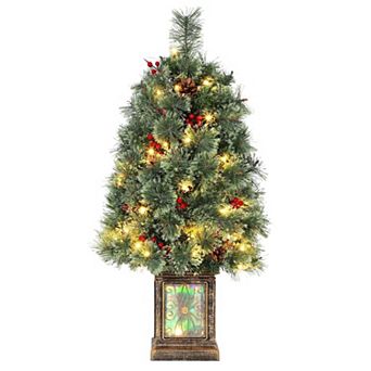 3ft Pre-Lit Small Tabletop Christmas Tree with 70 LED Lights and Retro Pot