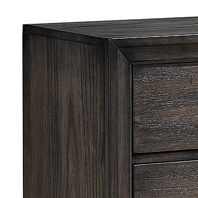 Jeni Nightstand, 3 Drawers, Chrome Metal Handles, Rustic Dark Gray