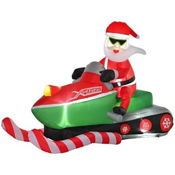 LOVMOR HOMCOM 7ft Christmas Inflatable Santa Snowmobile Outdoor LED Decor