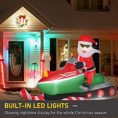LOVMOR HOMCOM 7ft Christmas Inflatable Santa Snowmobile Outdoor LED Decor