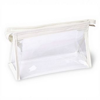 Clear PVC Cosmetic Pouch with Zipper Closure and Structured Base 7.9x3x4.7 in