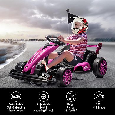 24V Electric Drift Kart for Kids, Ride Car