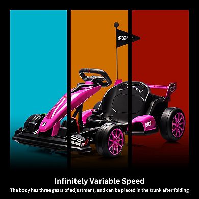 24V Electric Drift Kart for Kids, Ride Car