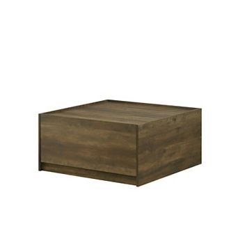 Trav Square Coffee Table, 2 Drawer, Raised Lip Tray Top, Brown 32 Inch