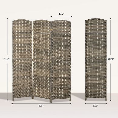 HOMCOM 3 Panel Room Divider Hand-Woven Freestanding Partition