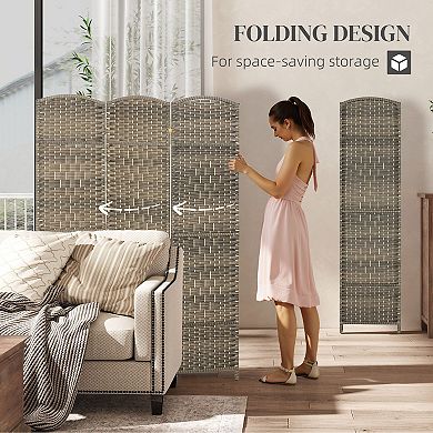 HOMCOM 3 Panel Room Divider Hand-Woven Freestanding Partition