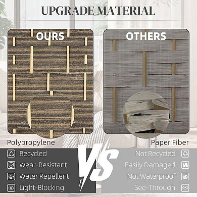 HOMCOM 3 Panel Room Divider Hand-Woven Freestanding Partition