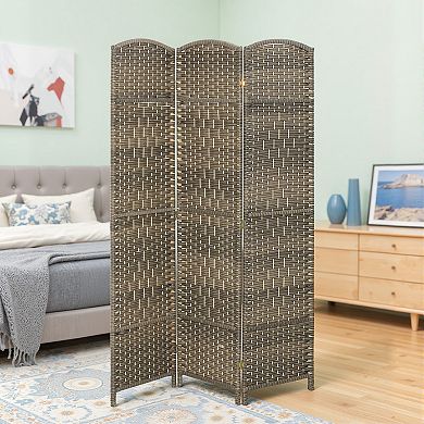 HOMCOM 3 Panel Room Divider Hand-Woven Freestanding Partition