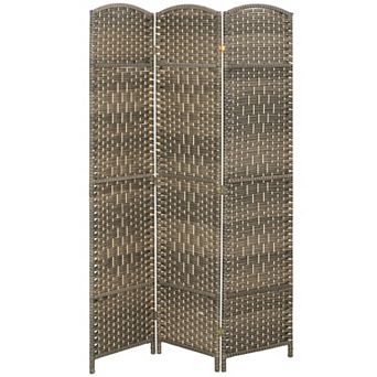 HOMCOM 3 Panel Room Divider Hand-Woven Freestanding Partition