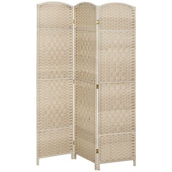 HOMCOM 3 Panel Room Divider Hand-Woven Freestanding Partition