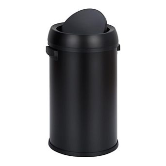 Fancihabor Rotating Lid Anti-Fingerprint Stainless Steel Trash Can for Outdoor, Home, Office