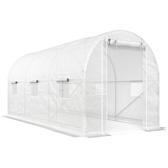 Outsunny Hoop House Greenhouse with Support Rods, Walk-in Greenhouse