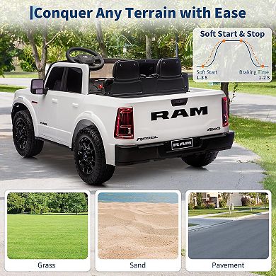 24V Kids Ride-On Truck with Parent Remote Control, 2-Seater, 3 Speeds, Spring Suspension&LED Lights