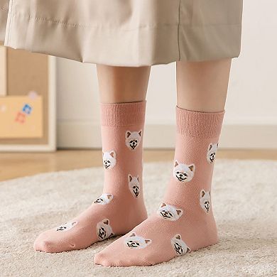 6pk Women's Cute Dog Breed Crew Socks