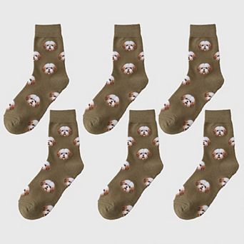 6 pk Women's Cute Dog Breed Crew Socks