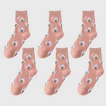 6 pk Women's Cute Dog Breed Crew Socks