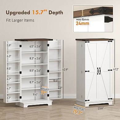 HOMCOM Kitchen Pantry Cabinet with Sensing LED Light Storage Cabinet