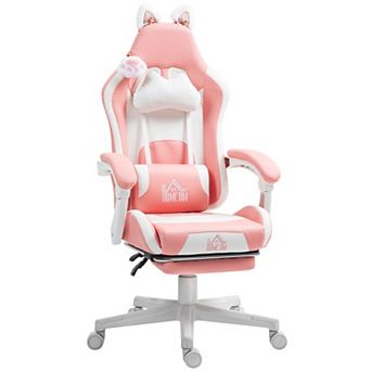 HOMCOM Cute Gaming Chair, Reclining Gamer Chair with Footrest