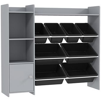 Qaba Toy Storage Organizer with 8 Bins, 2 Storage Cubbies, Shelf, Drawer