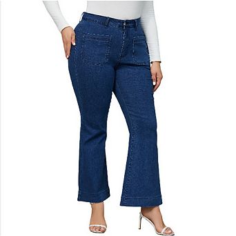 Women's Plus Size Bootcut Jeans Casual High Waist Slim Fit Jeans