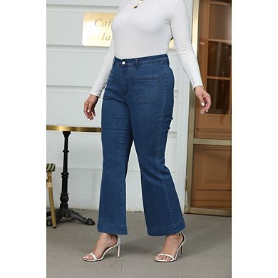 Women's Plus Size Bootcut Jeans Casual High Waist Slim Fit Jeans