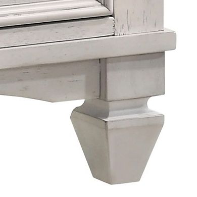 Sawz Nightstand with 3 Drawers, Charcoal Plank Top, Light Gray Wood