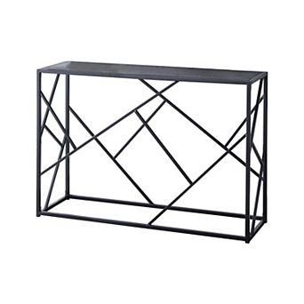 Kings Brand Furniture Macon Modern Console Sofa Table, Black Metal Frame & Gray Wood