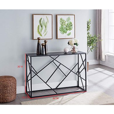 Kings Brand Furniture Macon Modern Console Sofa Table, Black Metal Frame & Gray Wood