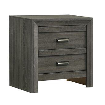 Velz Nightstand, 2 Drawers, Metal Finger Pull Handles