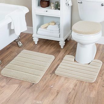 FonteLusso 3 pc Bath Rug Set Soft Polyester Includes Bath Rug, Contour Rug & Lid Cover