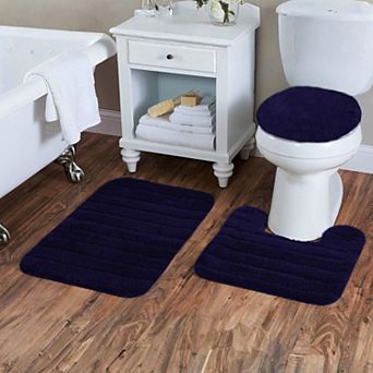 FonteLusso 3 pc Bath Rug Set Soft Polyester Includes Bath Rug, Contour Rug & Lid Cover