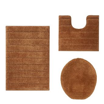 FonteLusso 3 pc Bath Rug Set Soft Polyester Includes Bath Rug, Contour Rug & Lid Cover