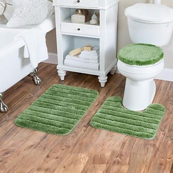 FonteLusso 3 pc Bath Rug Set Soft Polyester Includes Bath Rug, Contour Rug & Lid Cover