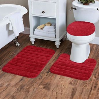 FonteLusso 3 pc Bath Rug Set Soft Polyester Includes Bath Rug, Contour Rug & Lid Cover
