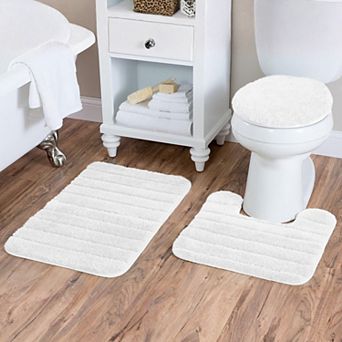 FonteLusso 3 pc Bath Rug Set Soft Polyester Includes Bath Rug, Contour Rug & Lid Cover