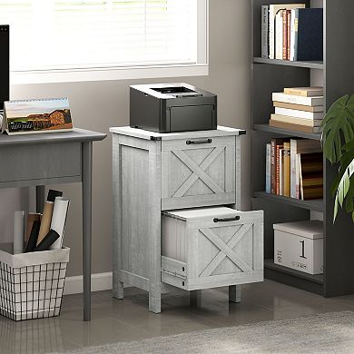 HOMCOM Vertical File Cabinet with 2 Drawers for A4 Letter Size
